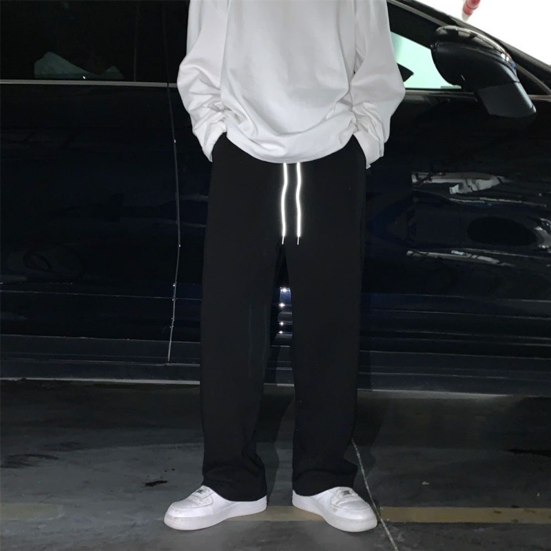 Men's Pants Summer Thin Casual Pants Men's Fashion Gray Black White Wideleg Pants Men Streetwear Loose Straight Joggers Sweatpants Mens 2209