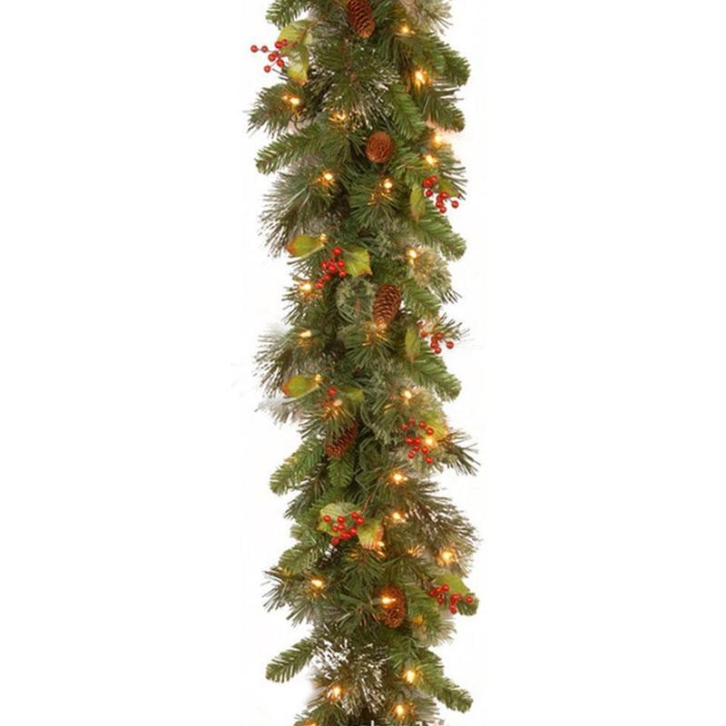 Christmas Decorations 2.7M LED Rattan Wreath Garland Light Flower Strip Ornament Decorative Door Tree Home 220922