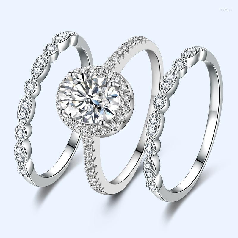 Cluster Rings 925 Silver For Women Simple Design Double Stackable Jewelry Bridal Sets 3pc Wedding Engagement Moissanite Ring Accessory
Cluster Rings 925 Silver For Women Simple Design Double Stackable Jewelry Bridal Sets 3pc Wedding Engagement Moissanite Ring Accessory