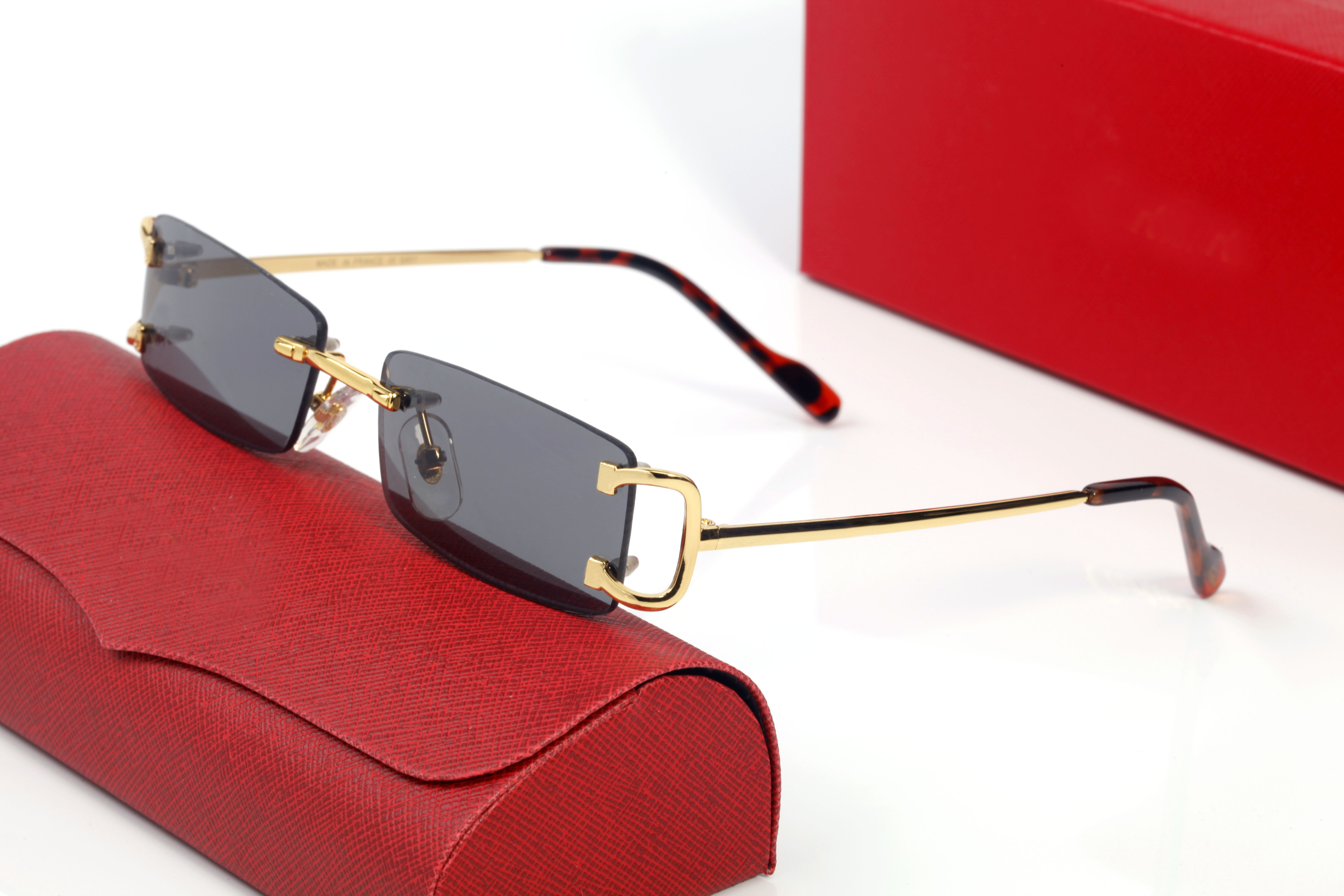 Mens Designer Glasses Sunglasses for Women Oversized Carti Rectangle Sun Glasses Rimless Woman Polarize Eyewear Fashion Green Black Eyeglasses Lunette Oculo