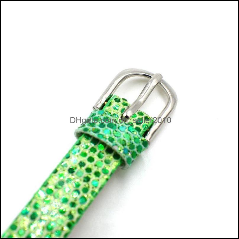 Connectors 8Mm Pu Wrist Strap Connectors Diy Leatherwear Sequins Letter Slide Charms Wristband Bracelet Women Fashion Jewelry Finding Dhyg7