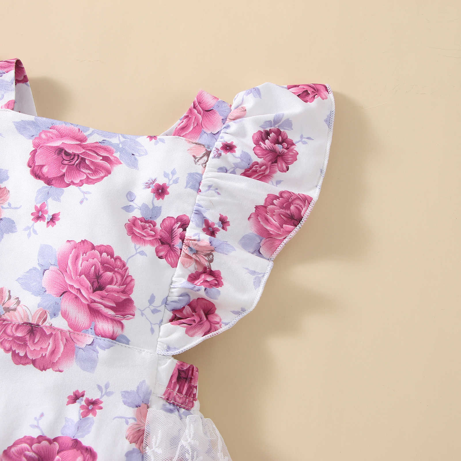 Rompers Summer Baby Girls Romper Flower Print Flying Sleeves Lace Baby Playsuit Jumpsuit Fashion Newborn Clothes 012M J220922