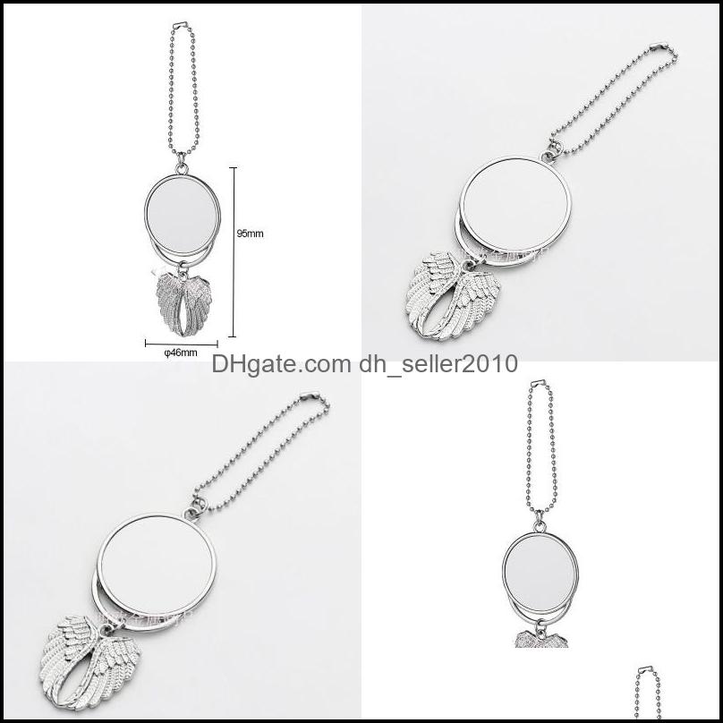 Charms Plated Sier Metal Cars Ornaments Kirsite Hanging Charm Sublimation Blanks Angel Wing Circar Mobile Pendant 4 8Mo J2 Drop Deliv Dh6Cf