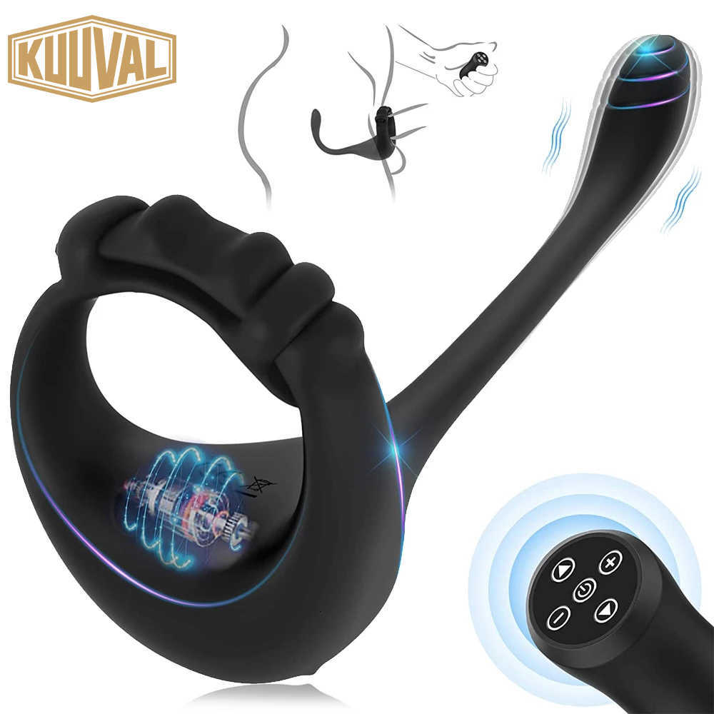 Vibrator toys Sex Massager Cock Male Prostate Adjustable Penis Ring Anal Butt Plug Remote Cocking Masturbator Toys for Men Couple1