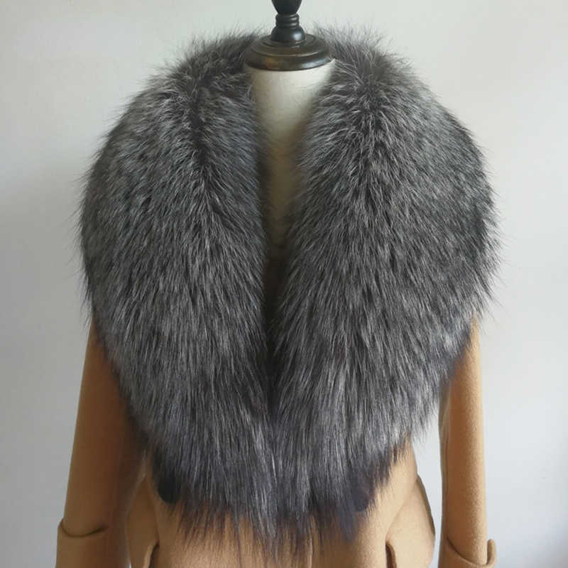 Scarves Real Fox Fur Collar For Women Men Coat Jket Shl Wraps Winter Warm Extra Large Size Neck Warmer Scarf Shls L260205