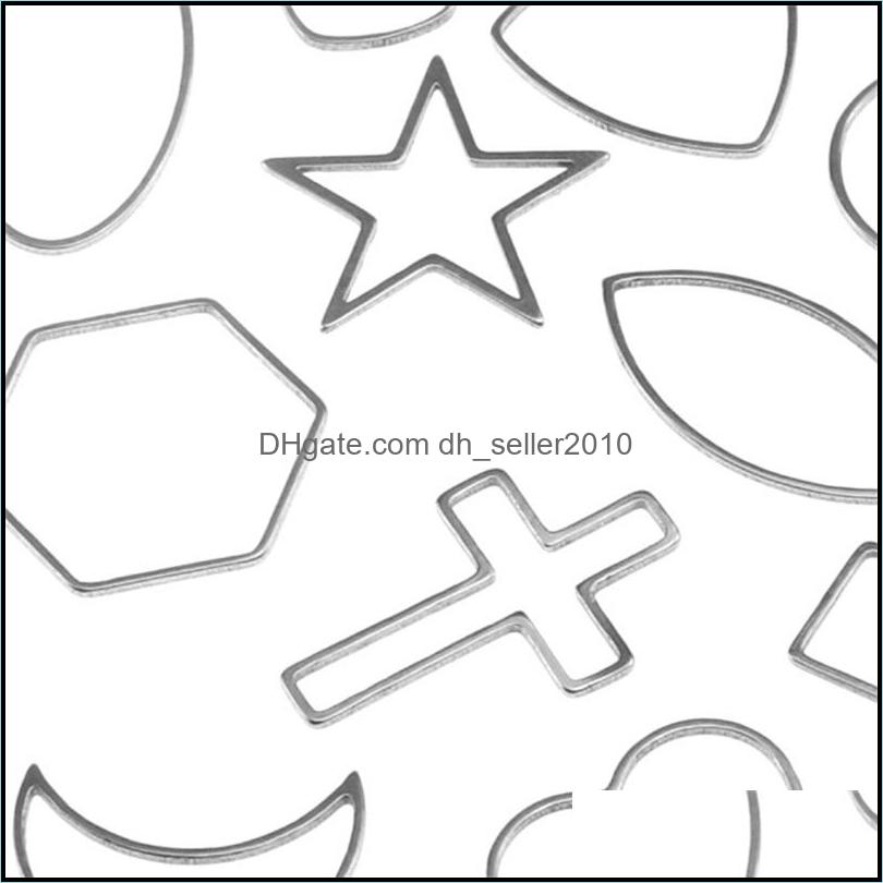 Other Jewelry Findings Components Aiovlo 10Pcs/Lot Stainless Steel Geometric Hollow Frame Bezel Diy Earring Craft Pendants Making Sup Dhj7Z