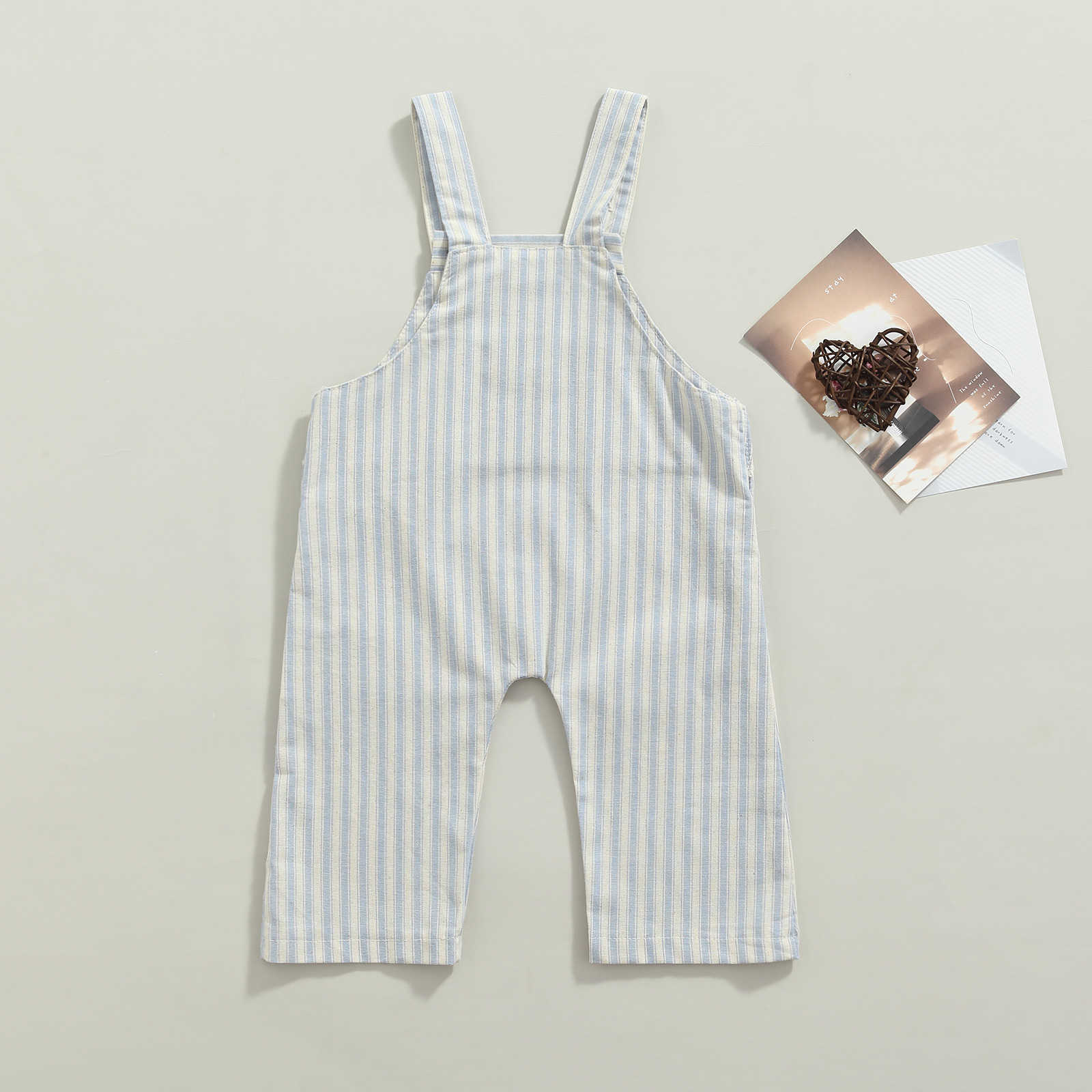 Rompers New Newborn Baby Romper Jumpsuit Stripe Sleeveless Boys Girls Baby Button Casual Jarretel Romper Kid Overall J220922
