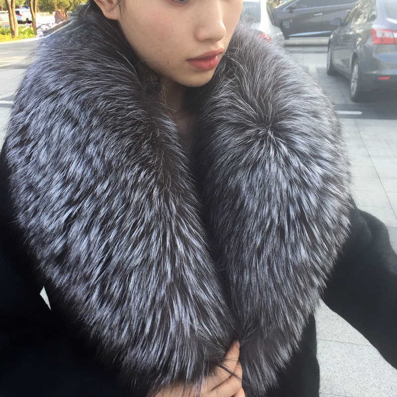 Scarves Real Fox Fur Collar For Women Men Coat Jket Shl Wraps Winter Warm Extra Large Size Neck Warmer Scarf Shls L260205