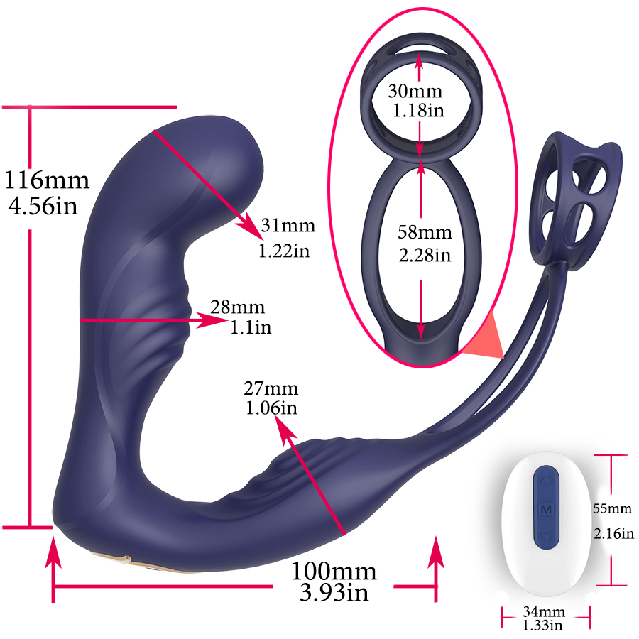 Anal Toys Male Prostate Massage Remote Dual motor Vibrator Delay Ejaculation Cock Ring Testis Stimulate Anus Butt Adult Sex 220923