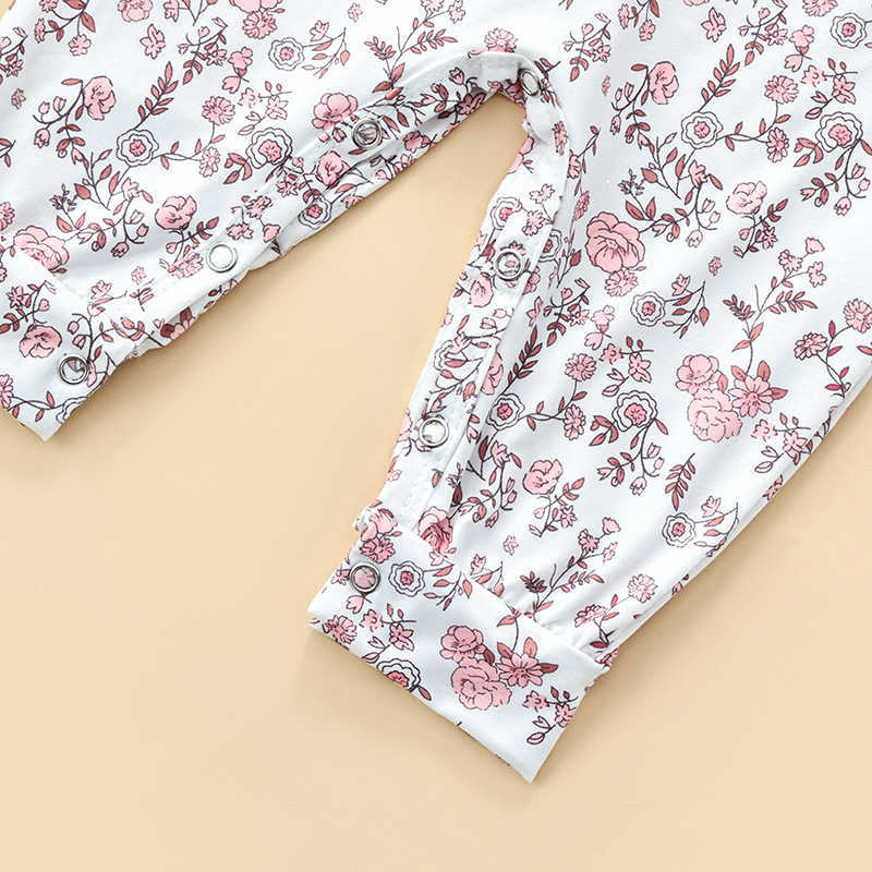 Rompers Newborn Baby Girl Flower Print Romper Sleeveless Jumpsuit Onepiece Outfits Sunsuit Toddler Girl 2022 Summer Clothes J220922