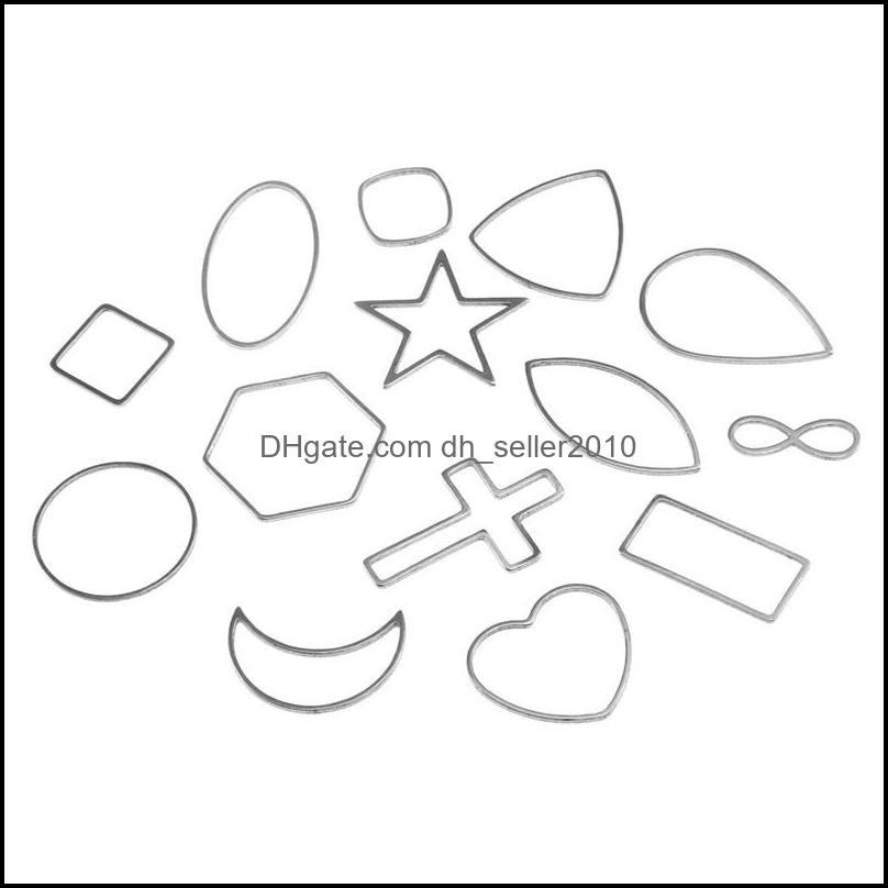 Other Jewelry Findings Components Aiovlo 10Pcs/Lot Stainless Steel Geometric Hollow Frame Bezel Diy Earring Craft Pendants Making Sup Dhj7Z