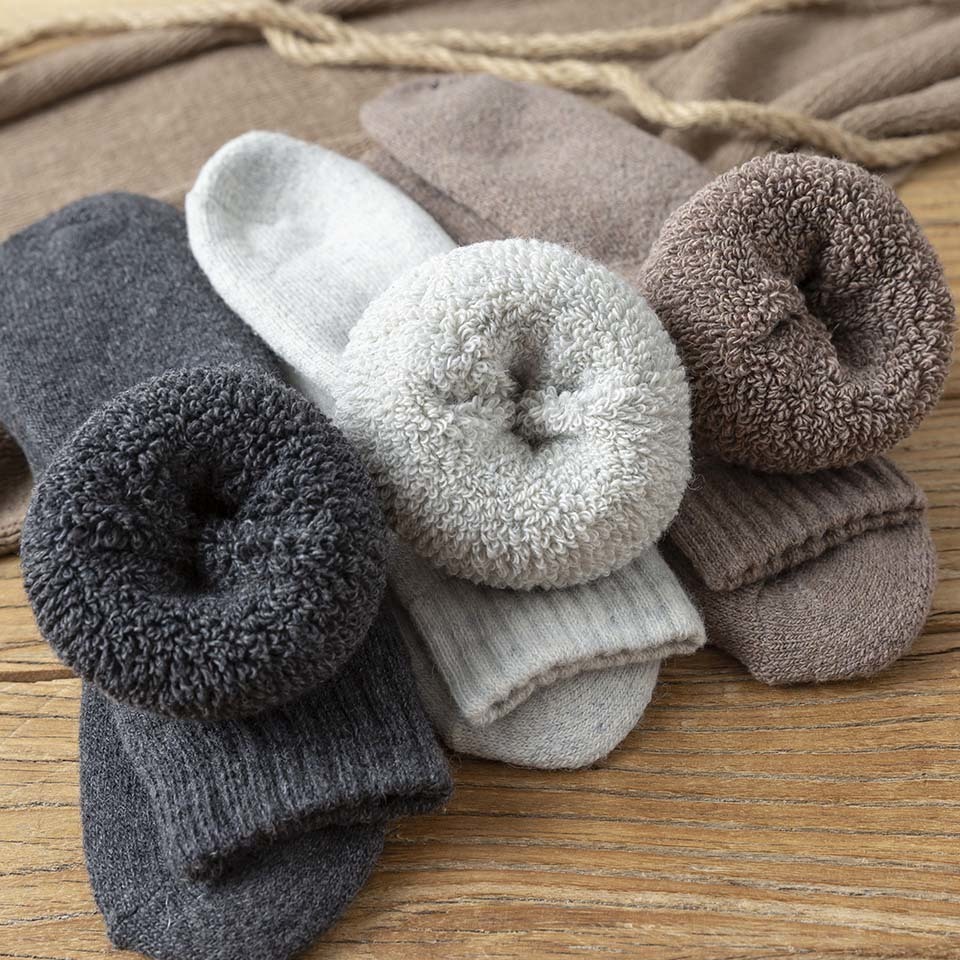 Men's Socks Winter Men's Knee Wool High Socks Thick Warm Harajuku Retro Compression Male Long Sock 5 Pair 220923