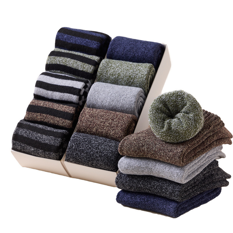 Men's Socks 5 Pairs Mens Thermal Winter Warm Socks Crew Cotton Trends Dress Sock Male Terry Thick Work Socks Gifts for Men 220923