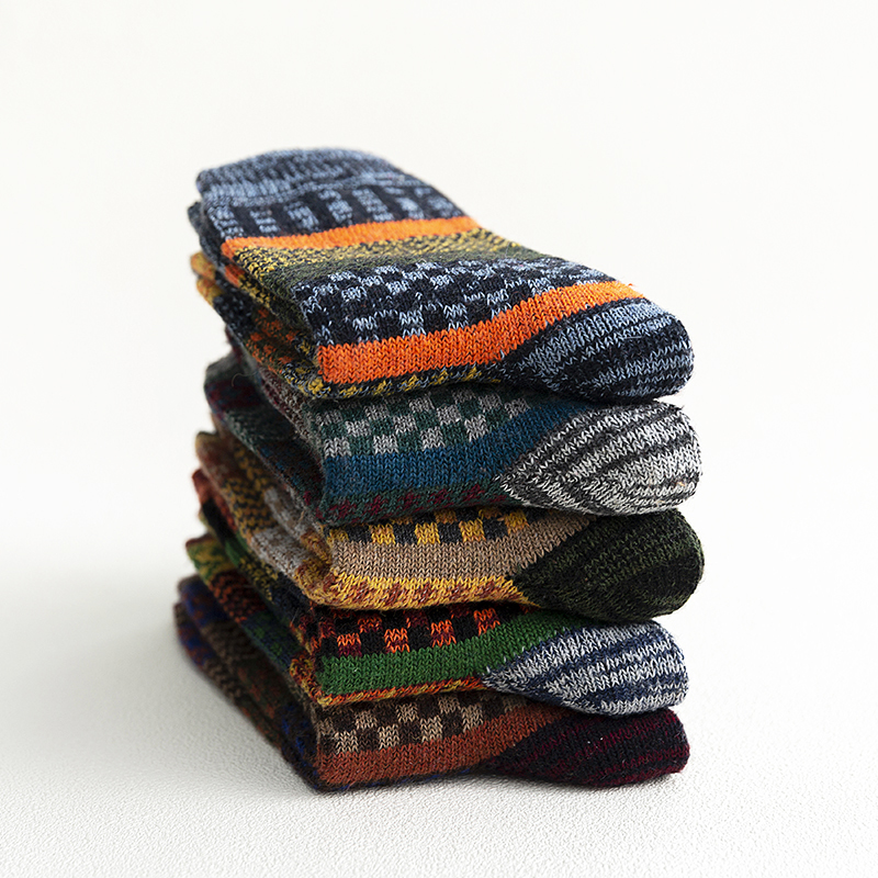 Men's Socks 5Pairslot Witner Men Women Lover Thick Warm Wool Vintage Sock Colorful Gift Free size EUR 3743 220923