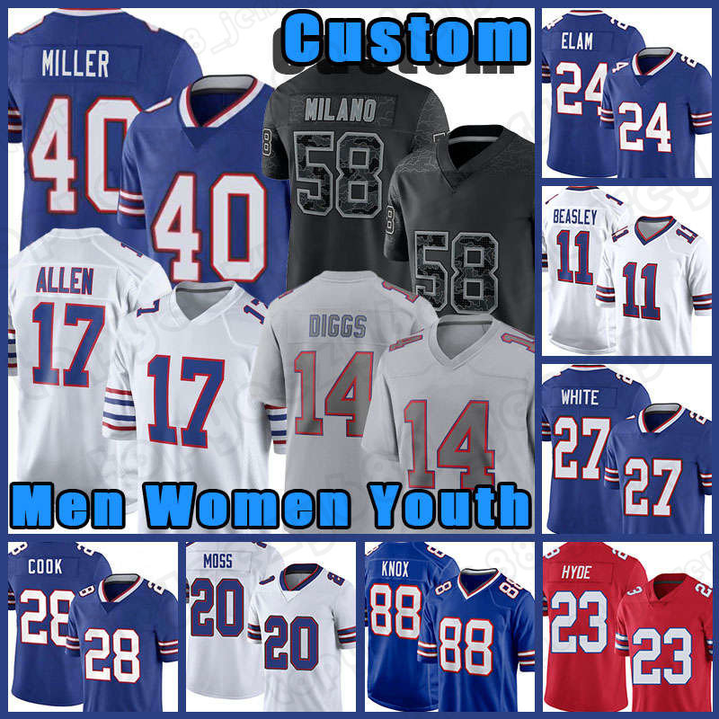 40 Von Miller Josh Allen Stefon Diggs Football Jersey Buffalos James Cook Kaiir Elam TreDavious White Micah Hyde Billes Cole Beasley Dawson Knox Jim Kelly Matt Milano, Custom youth(b e)
40 Von Miller Josh Allen Stefon Diggs Football Jersey Buffalos James Cook Kaiir Elam TreDavious White Micah Hyde Billes Cole Beasley Dawson Knox Jim Kelly Matt Milano, Custom youth(b e)