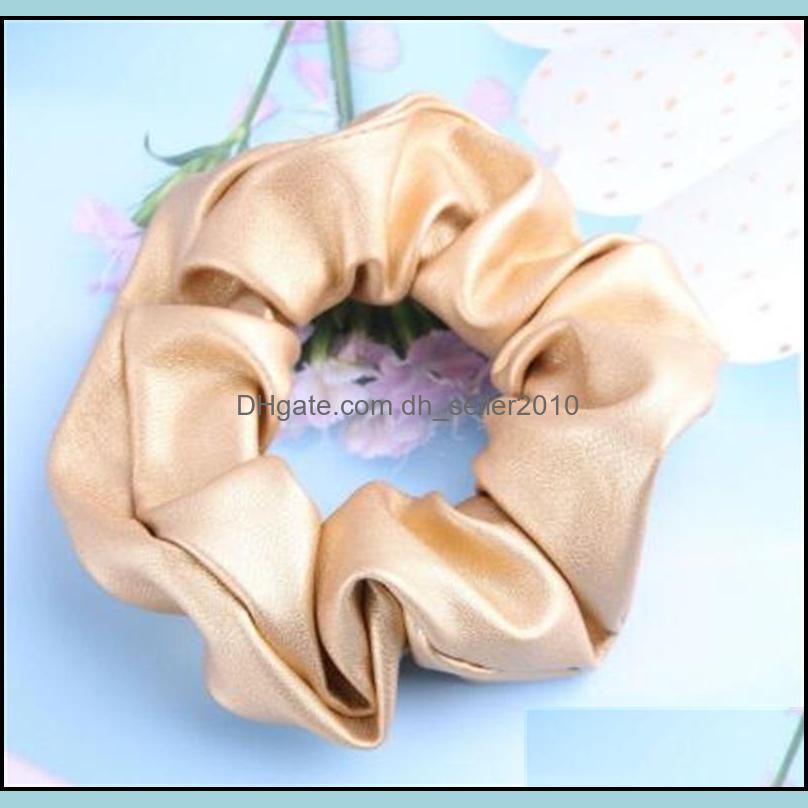 Hair Rubber Bands Pu Leather Hair Rubber Bands Solid Color Coiling Girl Women Elastic Headwear Circle Rope Fashion Jewelry Scrunchie Dhhu0