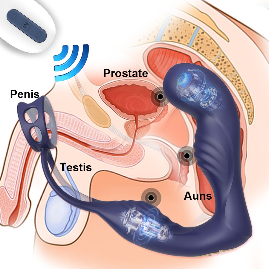 Anal Toys Male Prostate Massage Remote Dual motor Vibrator Delay Ejaculation Cock Ring Testis Stimulate Anus Butt Adult Sex 220923