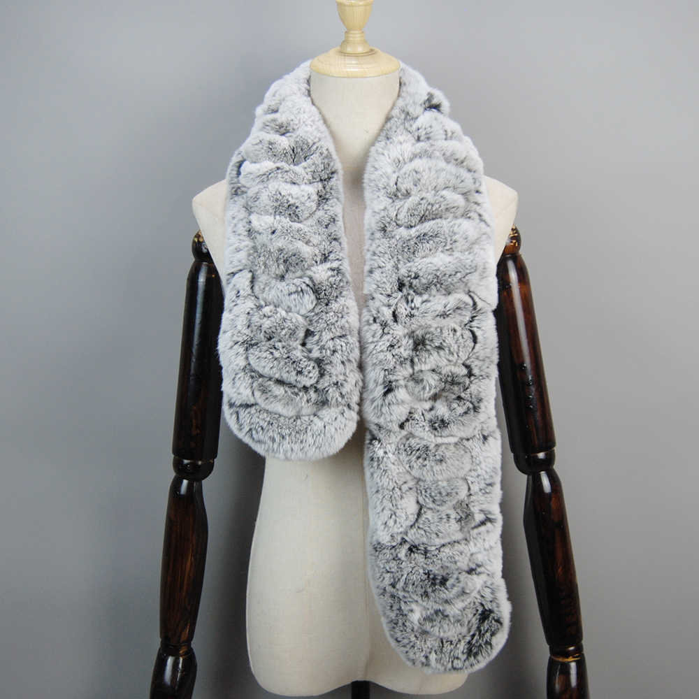Scarves New Arrivals Women Real Rex Rabbit Fur Scarf Lady Fashion Knitted Warm Soft Winter 100% Natural Muffler Y2209