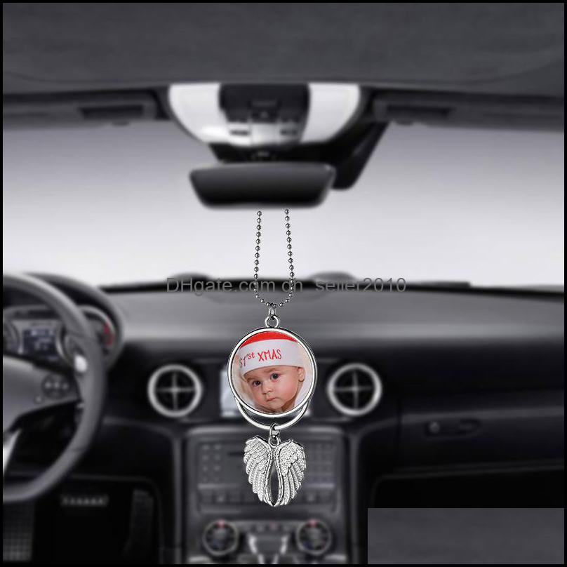 Charms Plated Sier Metal Cars Ornaments Kirsite Hanging Charm Sublimation Blanks Angel Wing Circar Mobile Pendant 4 8Mo J2 Drop Deliv Dh6Cf