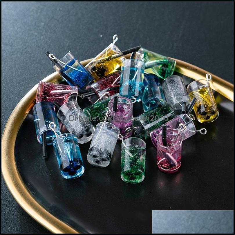 Charms Acrylic Transparent Glass Cup Charms 10Pcs/Set Fruits Sundae Colour Diy Earrings Necklace Charm Kids Women Jewelry Findings Co Dh2M1