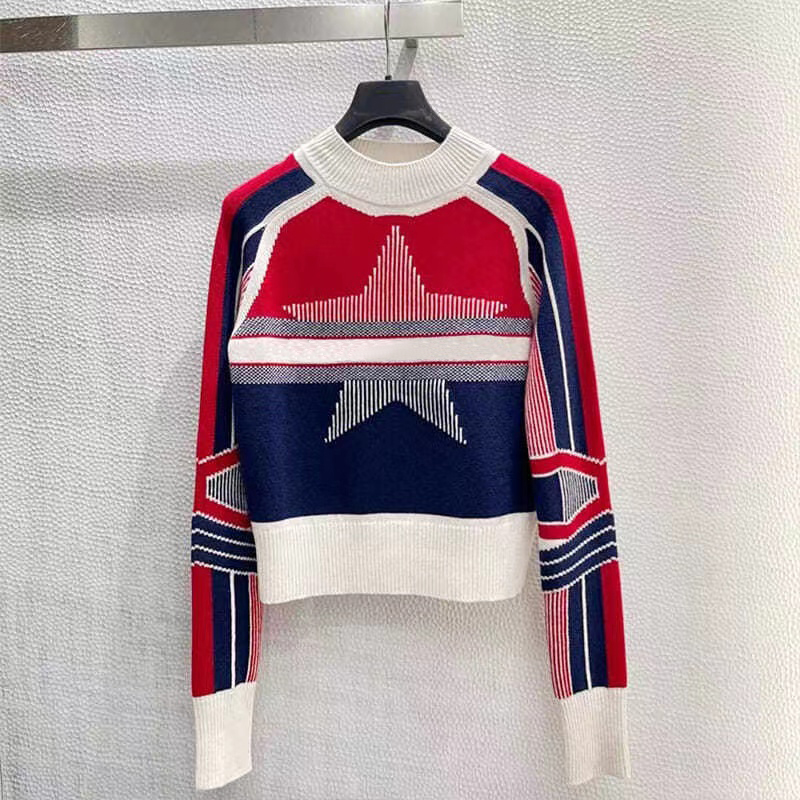 Designer womens sweaters pullover Jacquard five-pointed star knitted sweater girl printed loose knits women, Hi
Designer womens sweaters pullover Jacquard five-pointed star knitted sweater girl printed loose knits women, Hi