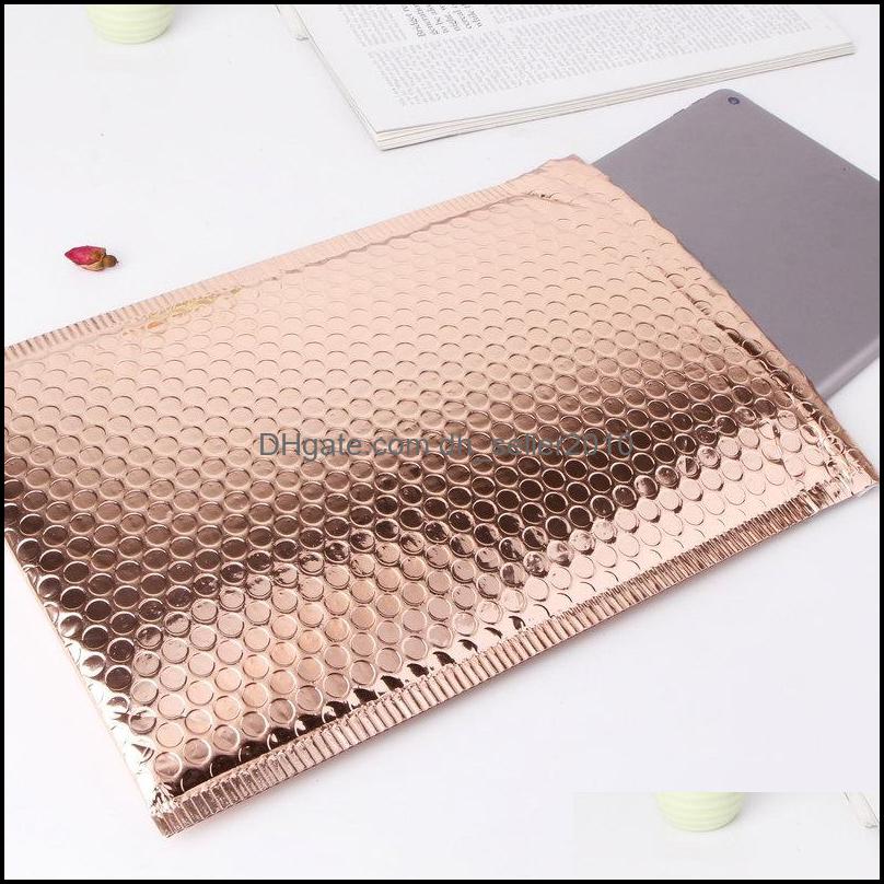 Jewelry Pouches Bags Bubble Envelope Package Bag Rose Gold Foil Shockproof Bubbles Mailer Gift Packaging Wedding Favor Bags Mtisize Dhnaa