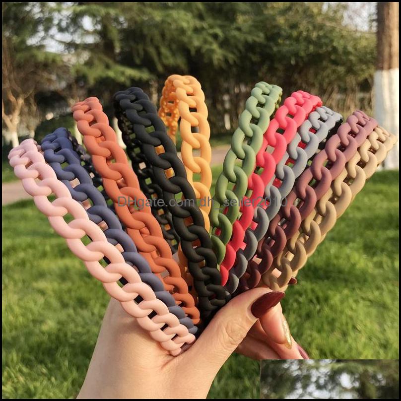 Headbands Candy Solid Color Headbands Plastic Sawtooth Chain Frosting Pressing Hair Hoop Resin Women Children Simplicity Dhseller2010 Dh57Q