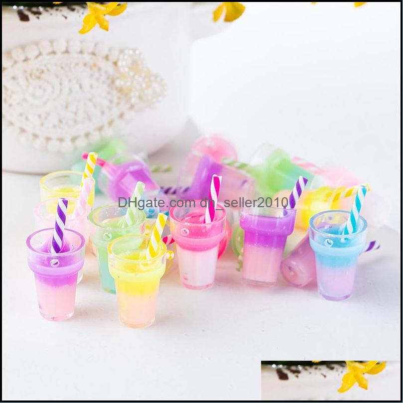 Charms Acrylic Transparent Glass Cup Charms 10Pcs/Set Fruits Sundae Colour Diy Earrings Necklace Charm Kids Women Jewelry Findings Co Dh2M1