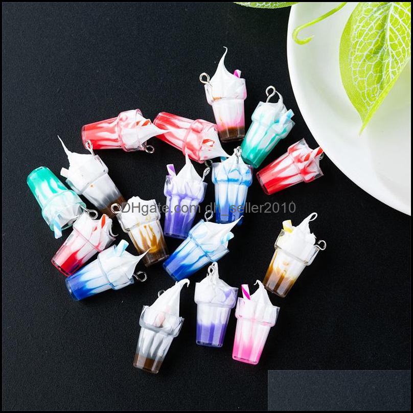 Charms Acrylic Transparent Glass Cup Charms 10Pcs/Set Fruits Sundae Colour Diy Earrings Necklace Charm Kids Women Jewelry Findings Co Dh2M1