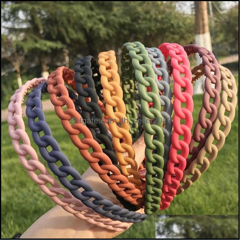Headbands Candy Solid Color Headbands Plastic Sawtooth Chain Frosting Pressing Hair Hoop Resin Women Children Simplicity Dhseller2010 Dh57Q
