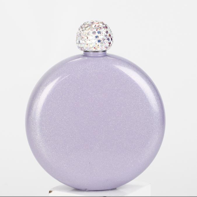 Holographic Glitter Spirit Flask 5oz Stainless Steel Hand size Flask with Rhinestone Cap Perfect Gift for Women GWB157135581734