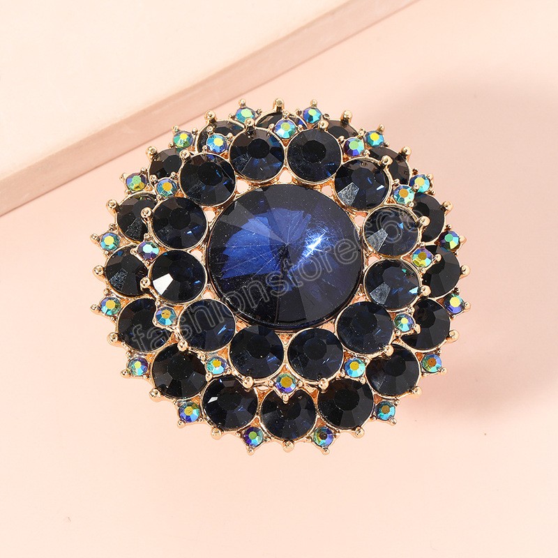 Boho Black Crystal Stone Ring Big Round Rings For Women Vintage Female Wedding Party Jewelry Birthday Gift
