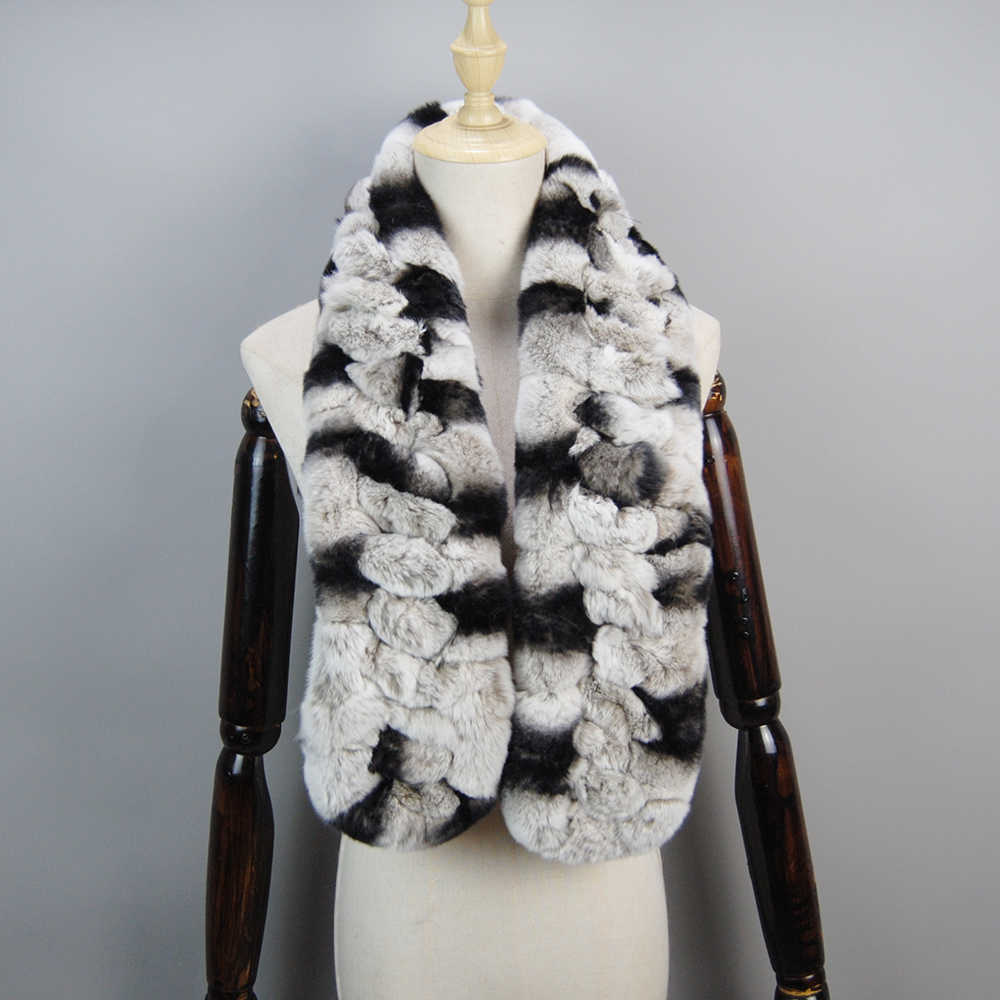 Scarves New Arrivals Women Real Rex Rabbit Fur Scarf Lady Fashion Knitted Warm Soft Winter 100% Natural Muffler Y2209