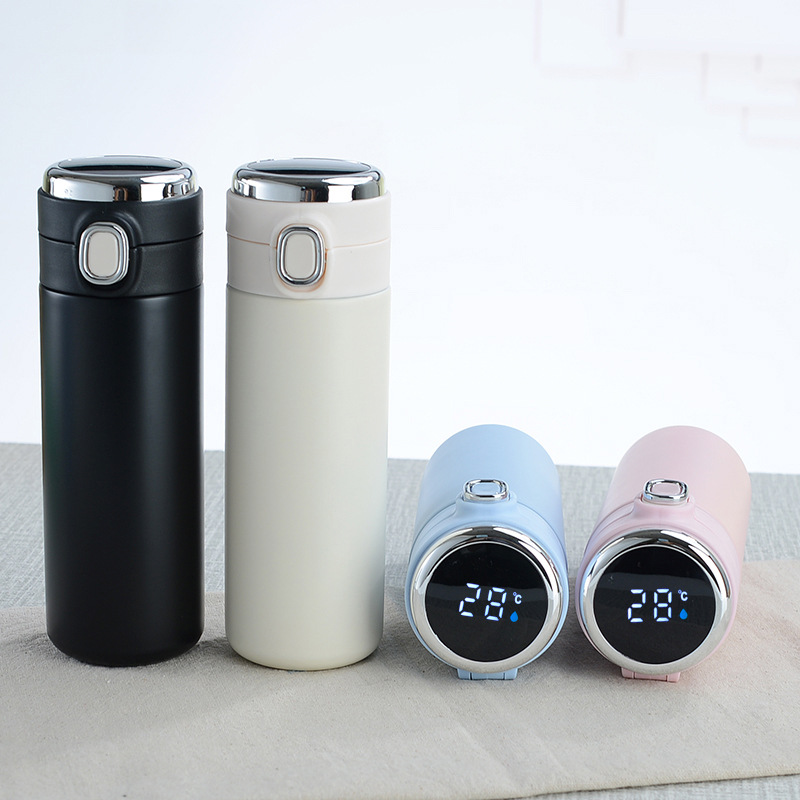 Smart Kids Stainless Steel Pea Thermos Tumbler Water Bottle Temperature Display Bounce Lid Vacuum Flask Coffee Cup Sublimation Bla2673542