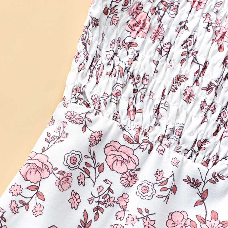 Rompers Newborn Baby Girl Flower Print Romper Sleeveless Jumpsuit Onepiece Outfits Sunsuit Toddler Girl 2022 Summer Clothes J220922