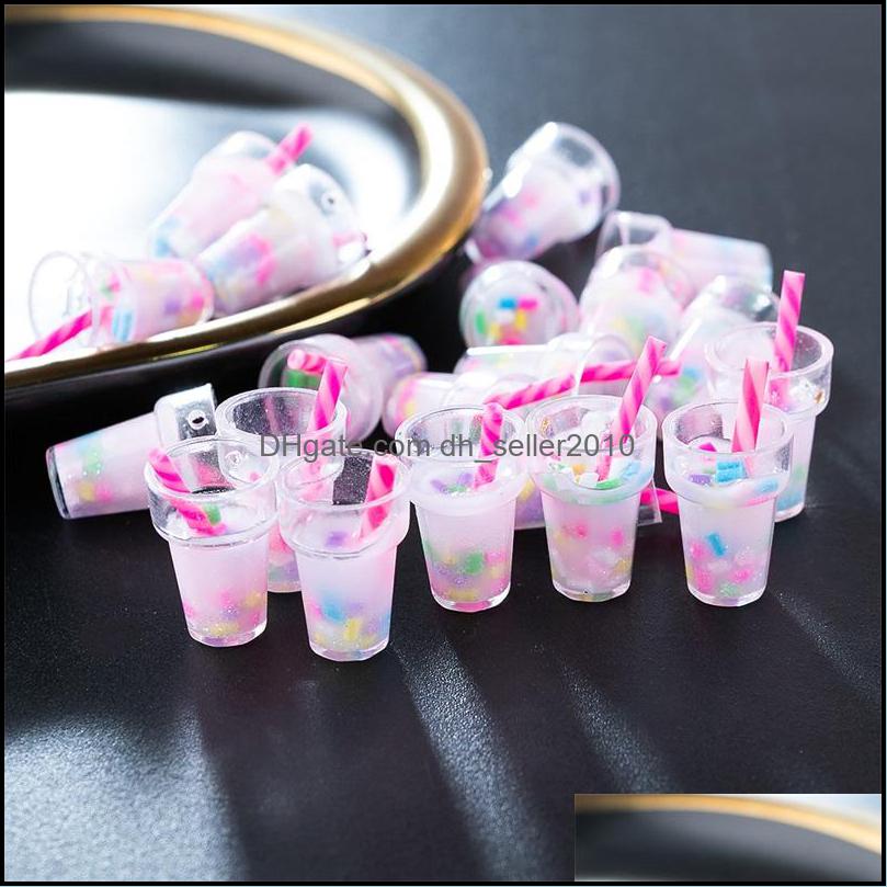Charms Acrylic Transparent Glass Cup Charms 10Pcs/Set Fruits Sundae Colour Diy Earrings Necklace Charm Kids Women Jewelry Findings Co Dh2M1