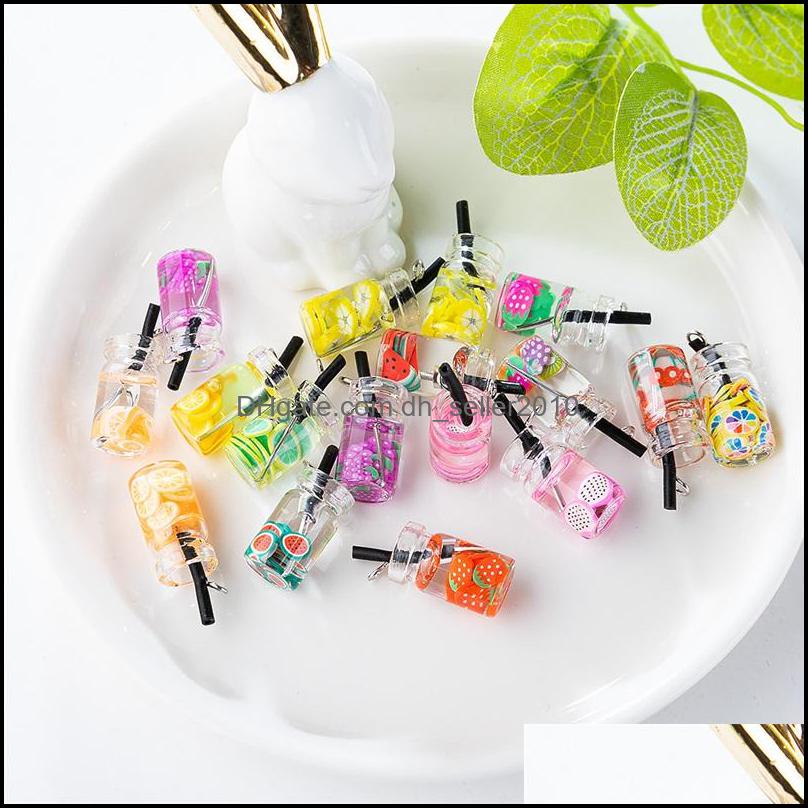 Charms Acrylic Transparent Glass Cup Charms 10Pcs/Set Fruits Sundae Colour Diy Earrings Necklace Charm Kids Women Jewelry Findings Co Dh2M1