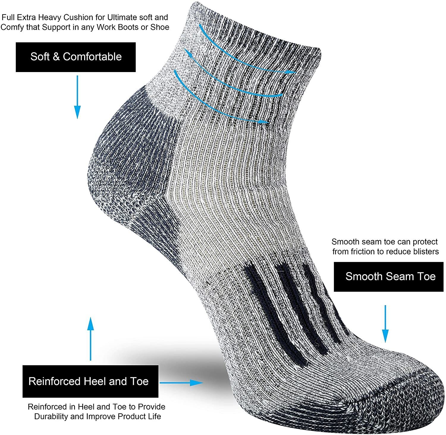 Men's Socks Hiking Merino Wool Men Winter Moisture Wicking Control Thermal Outdoor Ski Heavy Cushion Crew Quarter Low Cut 220923