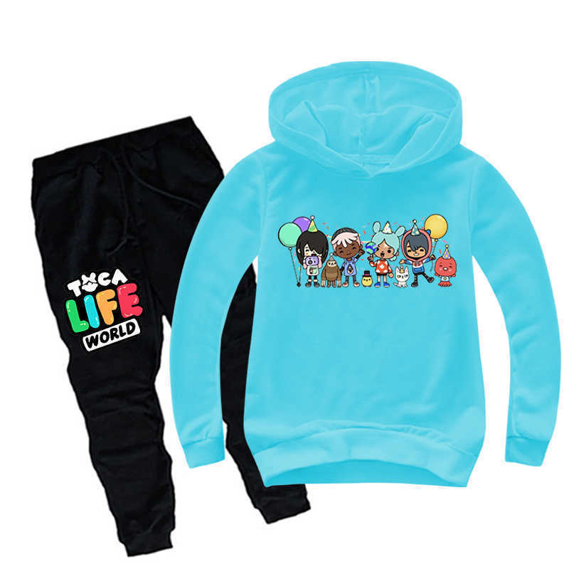 Clothing Sets Toca Life World Kids Boys Clothing Sets Game Toca Boca Life World Long Sleeve O-Neck Harajuku Hoodies Tops Pants children Suit T220919