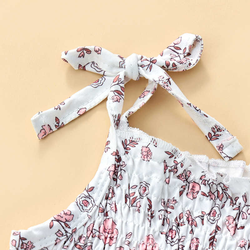 Rompers Newborn Baby Girl Flower Print Romper Sleeveless Jumpsuit Onepiece Outfits Sunsuit Toddler Girl 2022 Summer Clothes J220922