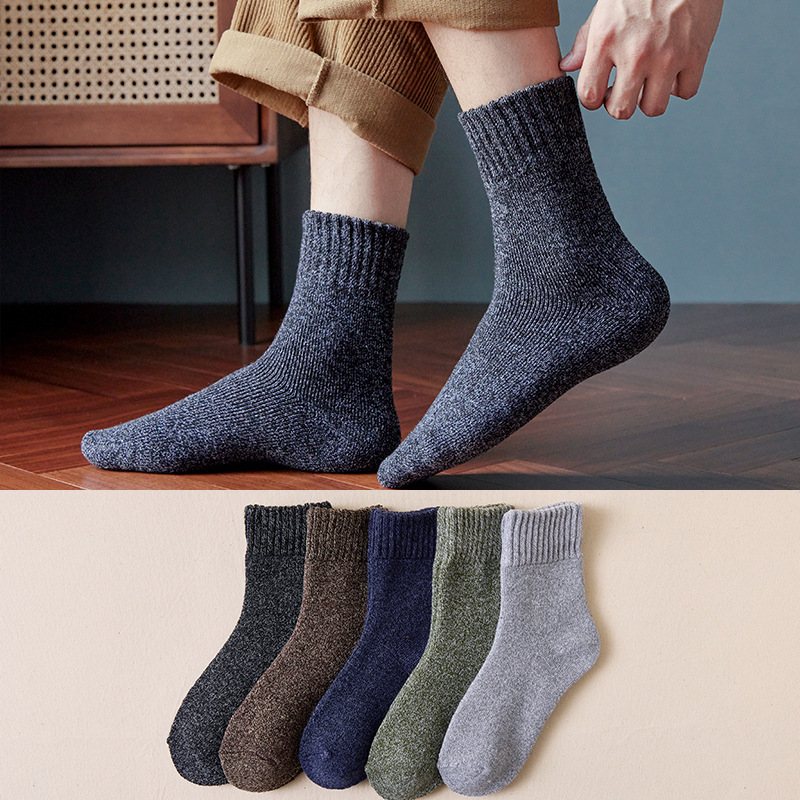 Men's Socks 5 Pairs Mens Thermal Winter Warm Socks Crew Cotton Trends Dress Sock Male Terry Thick Work Socks Gifts for Men 220923