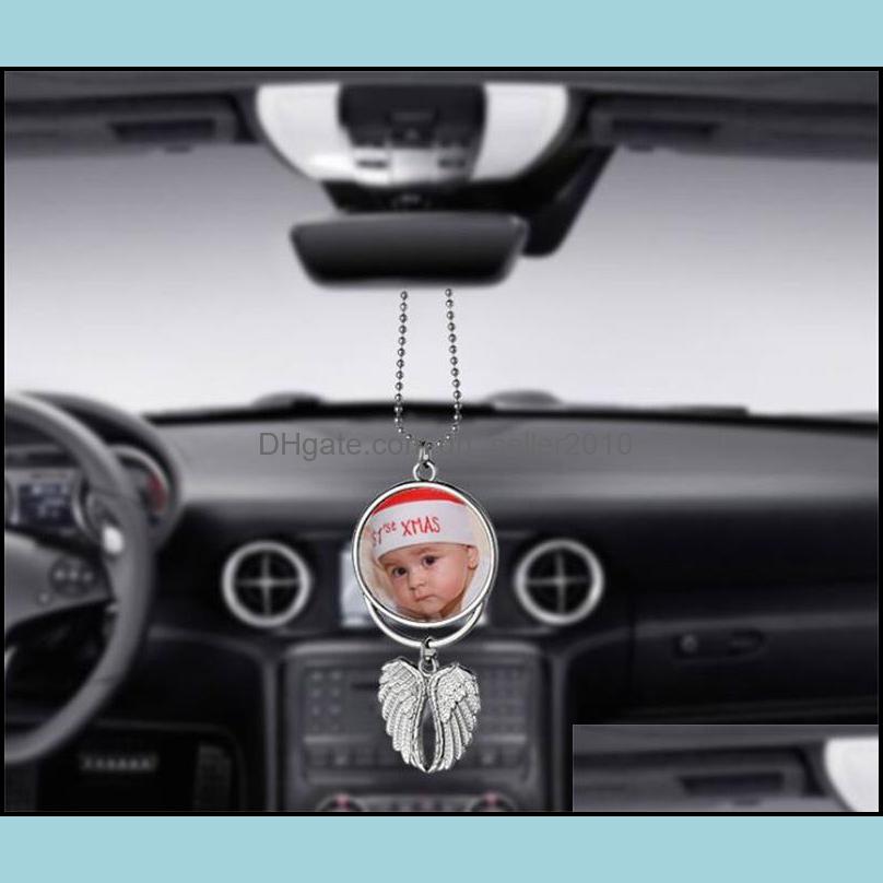 Charms Plated Sier Metal Cars Ornaments Kirsite Hanging Charm Sublimation Blanks Angel Wing Circar Mobile Pendant 4 8Mo J2 Drop Deliv Dh6Cf