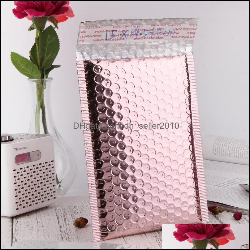 Jewelry Pouches Bags Bubble Envelope Package Bag Rose Gold Foil Shockproof Bubbles Mailer Gift Packaging Wedding Favor Bags Mtisize Dhnaa