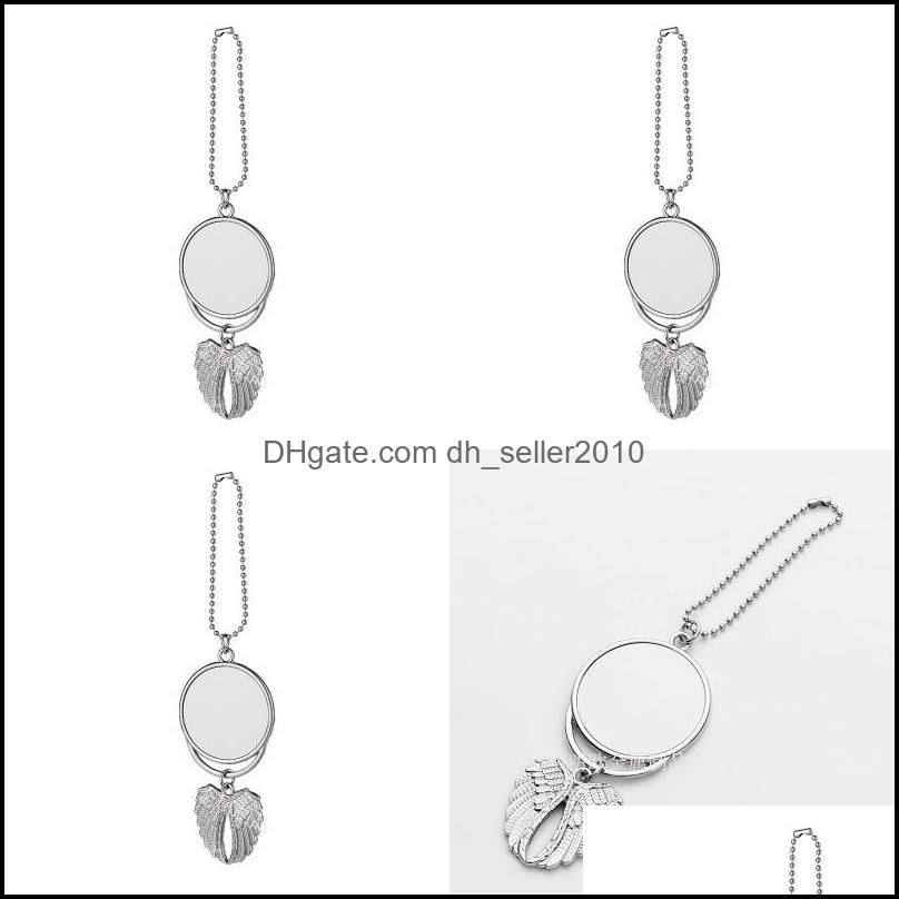 Charms Plated Sier Metal Cars Ornaments Kirsite Hanging Charm Sublimation Blanks Angel Wing Circar Mobile Pendant 4 8Mo J2 Drop Deliv Dh6Cf