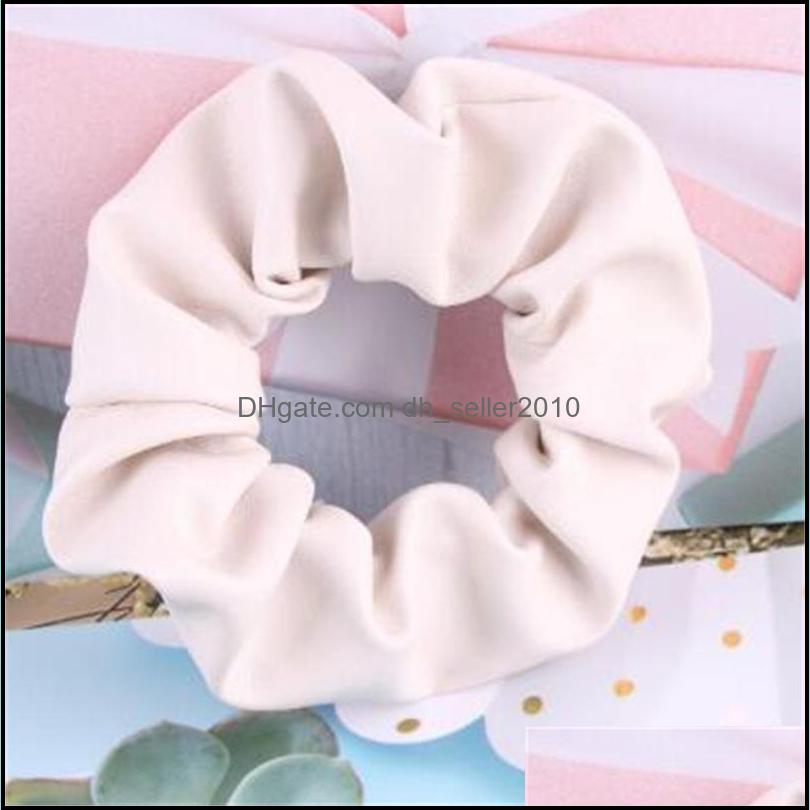 Hair Rubber Bands Pu Leather Hair Rubber Bands Solid Color Coiling Girl Women Elastic Headwear Circle Rope Fashion Jewelry Scrunchie Dhhu0