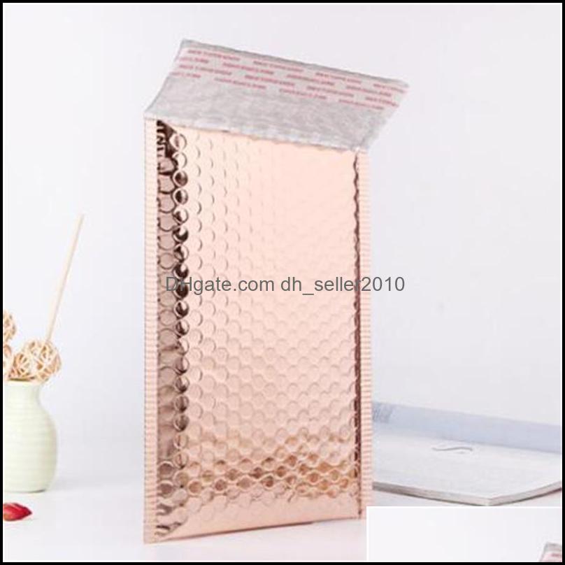 Jewelry Pouches Bags Bubble Envelope Package Bag Rose Gold Foil Shockproof Bubbles Mailer Gift Packaging Wedding Favor Bags Mtisize Dhnaa