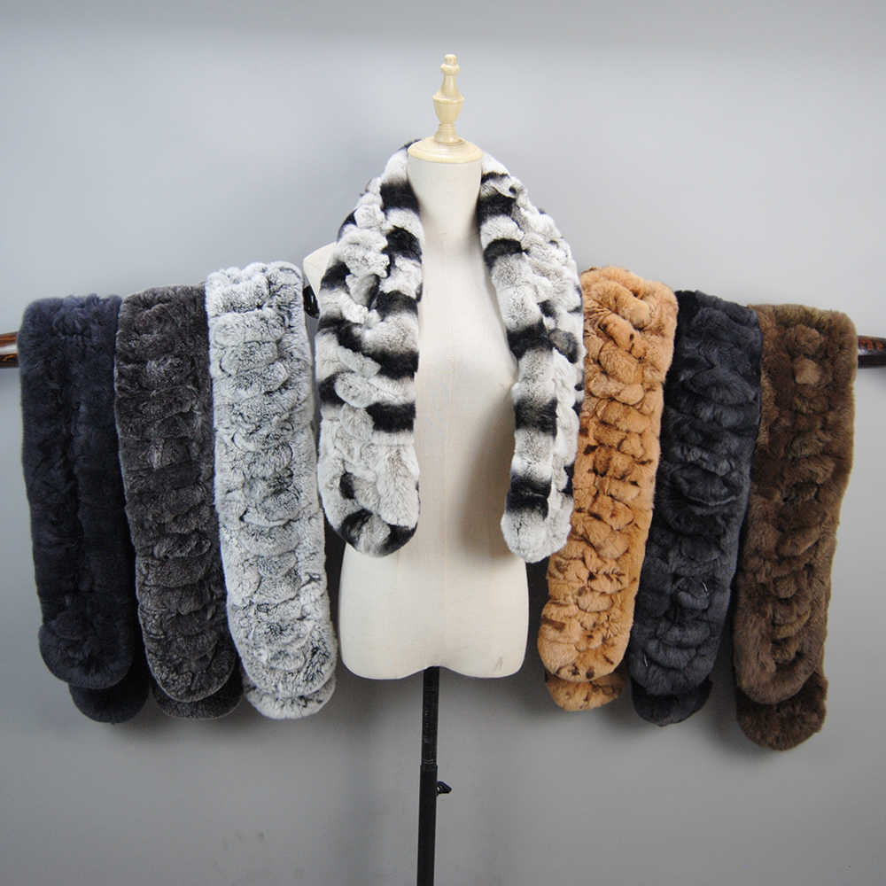 Scarves New Arrivals Women Real Rex Rabbit Fur Scarf Lady Fashion Knitted Warm Soft Winter 100% Natural Muffler Y2209