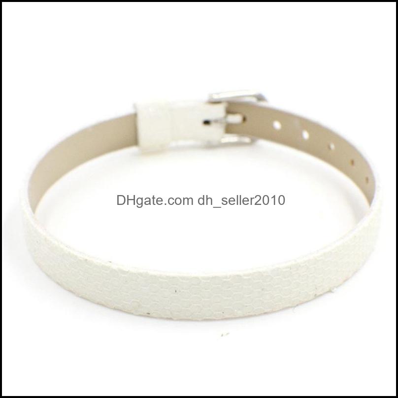 Connectors 8Mm Pu Wrist Strap Connectors Diy Leatherwear Sequins Letter Slide Charms Wristband Bracelet Women Fashion Jewelry Finding Dhyg7