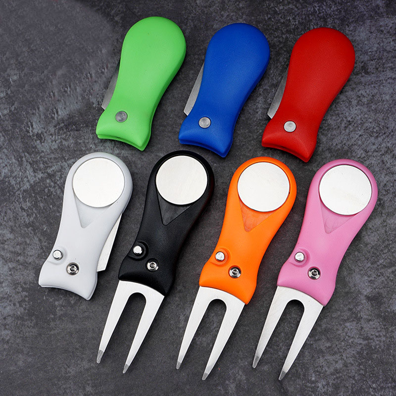 H9242 Golf Divot Repair Tool with Pop-up Button & Magnetic Ball Marker Pitch Mark 7 colors