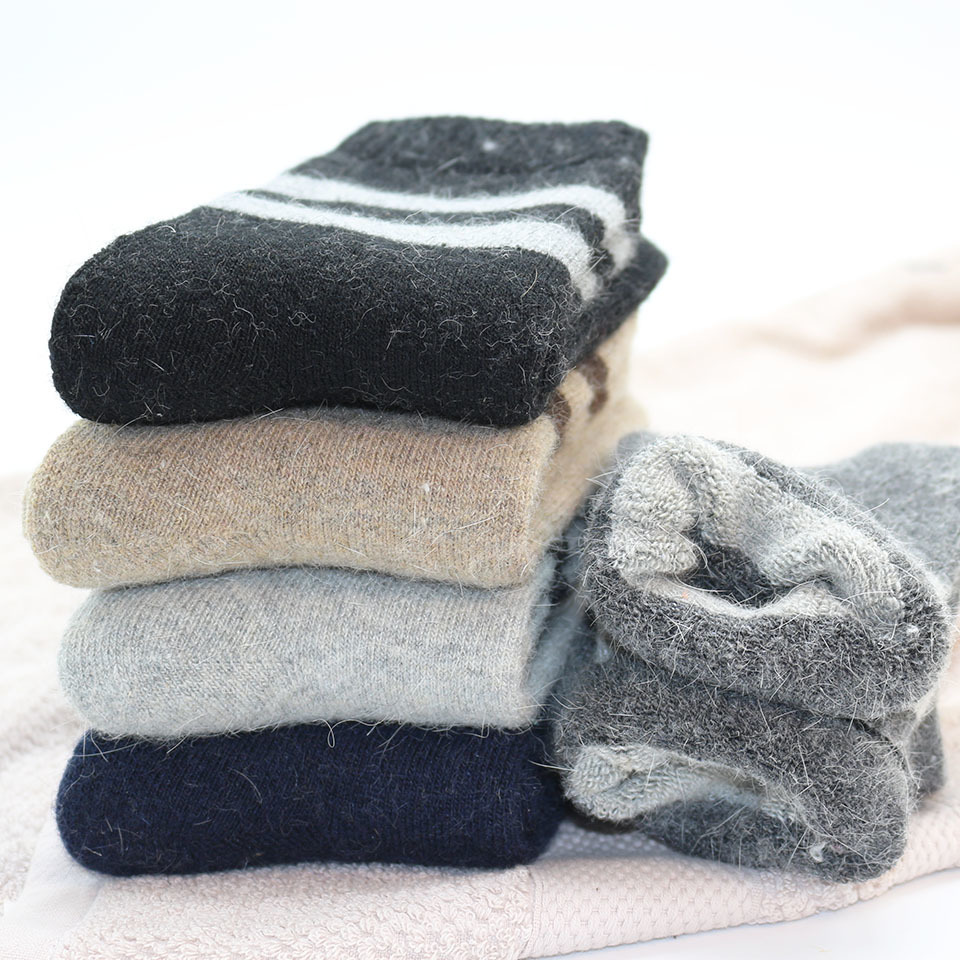 Men's Socks Men Wool Merino Socks for Winter Thermal Warm Thick Hiking Boot Heavy Soft Cozy Socks for Cold Weather 5 Pack 220923